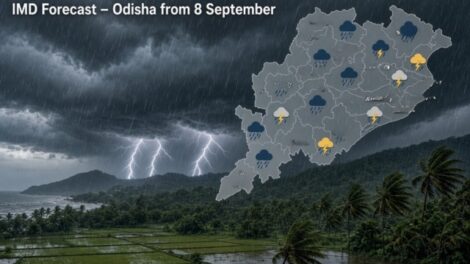 ଓଡିଶାରେ ସେପ୍ଟେମ୍ବର 8ରୁ ବଜ୍ରପତାକା ଓ ଭାରୀ ବର୍ଷାର ସଙ୍କେତ